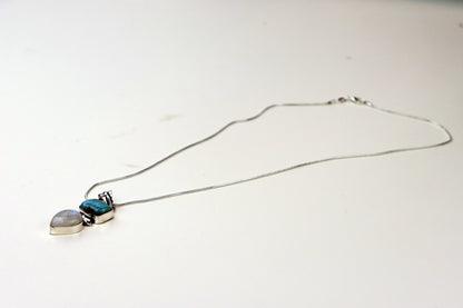 Set (řetízek, dvoudílný přívěsek) – larimar a měsíční kámen „Luna Borealis“ - Supreme Panthers