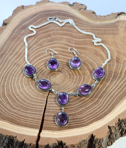 Souprava náhrdelník a náušnice s ametystem – elegance v purpurovém lesku - Supreme Panthers