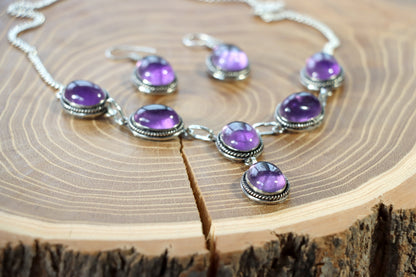 Souprava náhrdelník a náušnice s ametystem – elegance v purpurovém lesku - Supreme Panthers