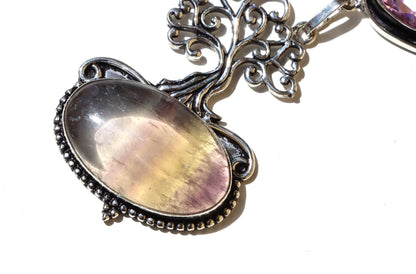 Souprava „Strom duhy – Fluorit & ametyst“, náhrdelník+náušnice - Supreme Panthers