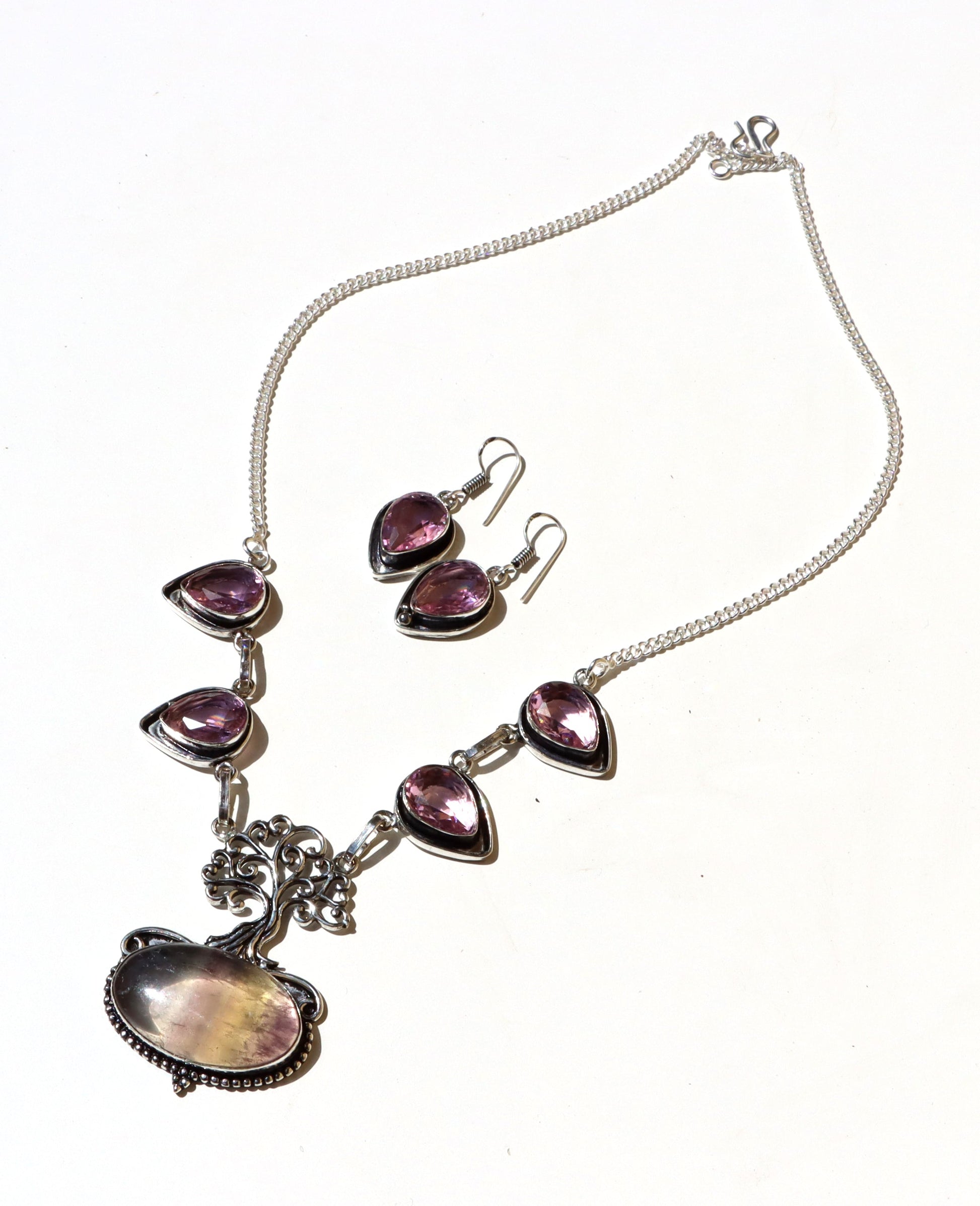 Souprava „Strom duhy – Fluorit & ametyst“, náhrdelník+náušnice - Supreme Panthers