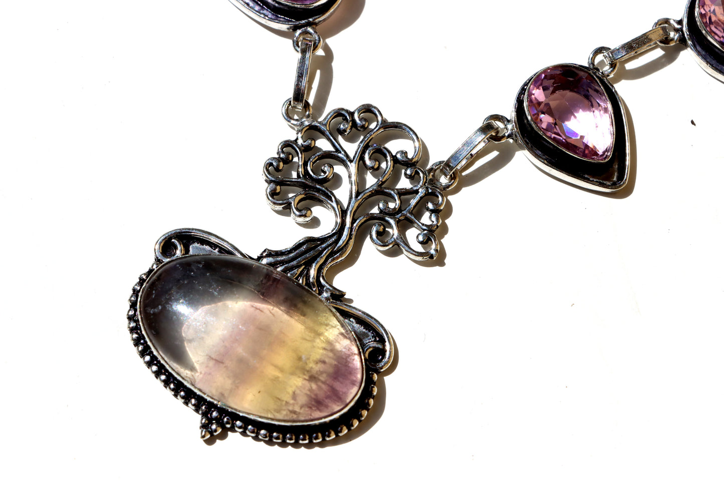 Souprava „Strom duhy – Fluorit & ametyst“, náhrdelník+náušnice - Supreme Panthers