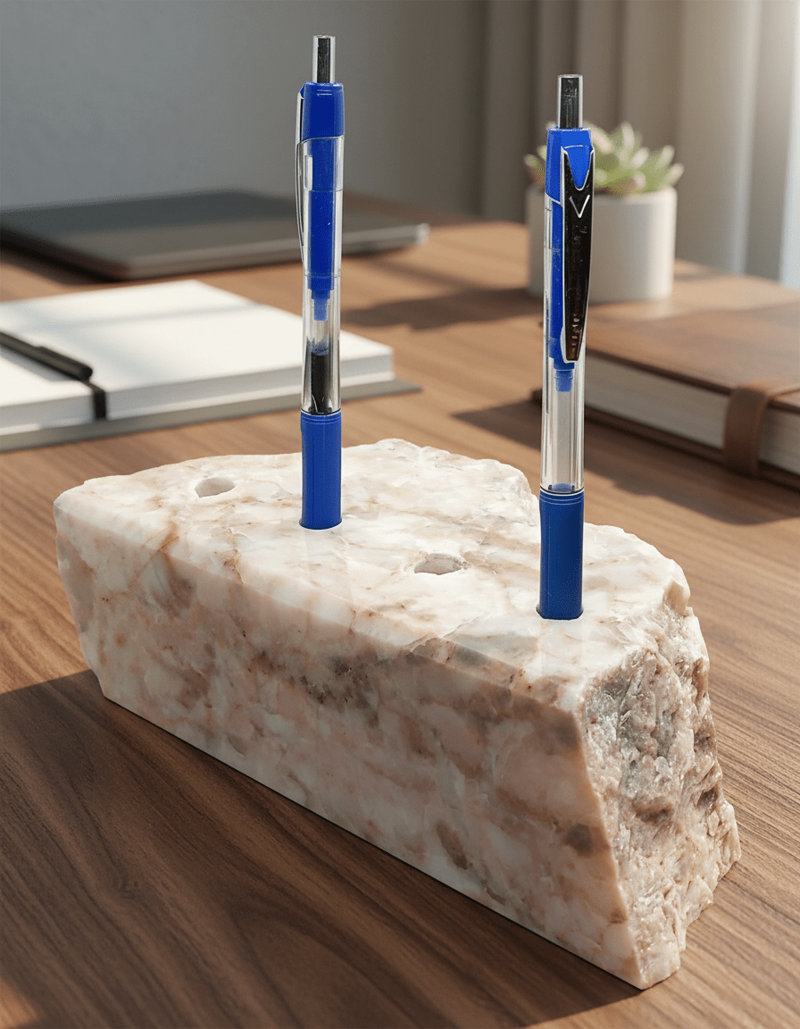 Stojánek na tužky z růžového kalcitu, 4 tužkové - Supreme Panthers