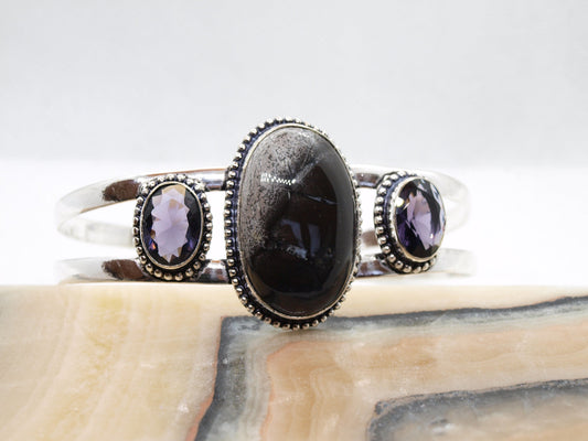 Náramek dendritický opál a ametyst - Supreme Panthers